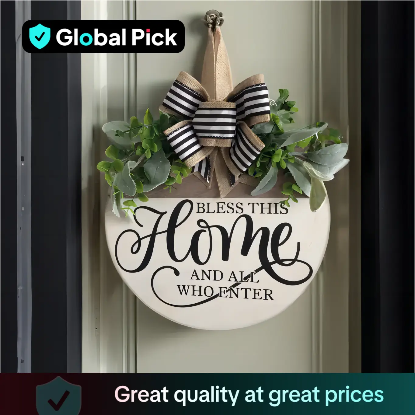 Round Wooden Letter Pattern Door Hanging Sign, Farmhouse Decorative Welcome Home Door Hanging Sign, Rustic Farmhouse Design Wall Hanging Decor for Hom