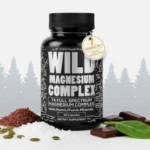 Wild Magnesium Complex - Chelated - 450mg Elemental Magnesium - 7 Forms - Humic/fulvic Blend - Energy Support - Edible Capsules - Vitamin, Muscle Natural Supplements Natural Wellness Boost