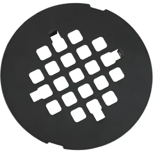 Black Snap-in Shower Drain Cover, 4-1/4" OD Round Shower Strainer Grid, Easy-to-Install Replacement Cover Stainless Steel Matte Black