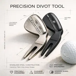 Golf Pitch Mark Repair Tool, 2-Piece Set Zinc Alloy Golf Pitch Mark Tool, Men's Golf Accessories, Ideal for Enthusiasts, Golf Gear