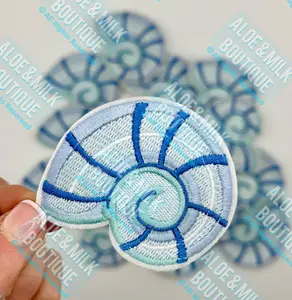 Blue Sundial Shell Patch, sundial seashell, seashell patches, beach patches, summer patches, sundial shells, ocean theme hats, beach party