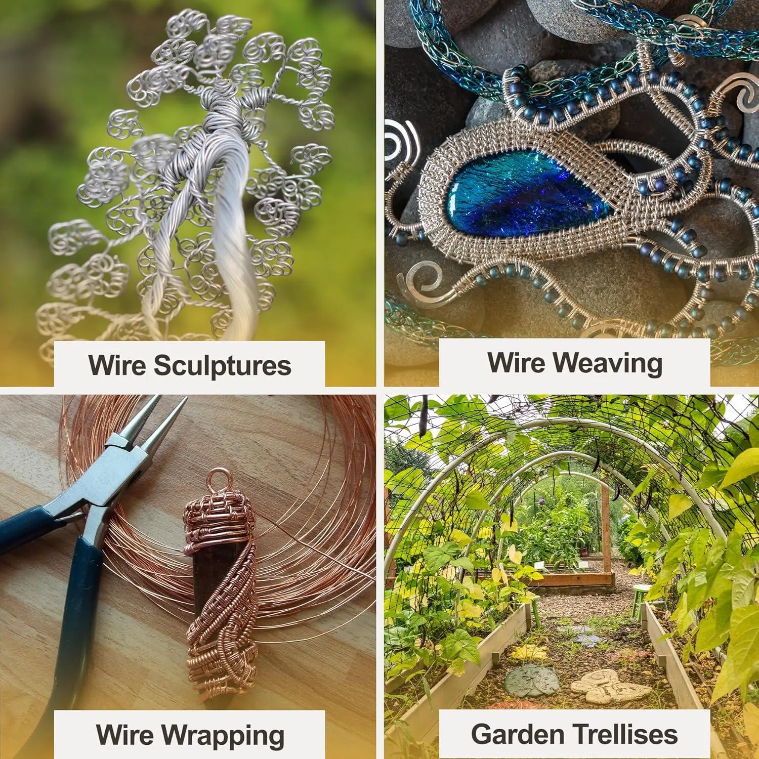 Mandala Crafts 14 Gauge Anodized Aluminum Craft Wire for Jewelry Making - 60 FT Colored Flexible Silver Tone Wire - Bendable for Bonsai Armature Crafting Sculpting Mandala Crafts 14 Gauge Anodized Aluminum Craft Wire for Jewelry Making - 60 FT Colored Flexible Silver Tone Wire - Bendable for Bonsai Armature Crafting Sculpting