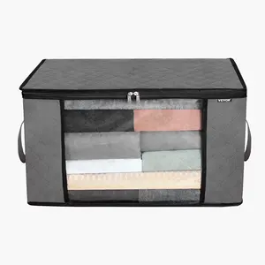 VEVOR 6-Pack 60L Large Cloth Storage Bags, Zippered Organizer for Duvets, Bedding, Clothing