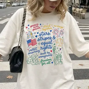 Comfort Colors Liberal 4th Of July Shirt, Equality And Peace Graphic Tee, Usa Doodle Patriotic T Shirt, Human Rights Support Shirt, Unisex Garment-Dyed Tee, Crewneck Top