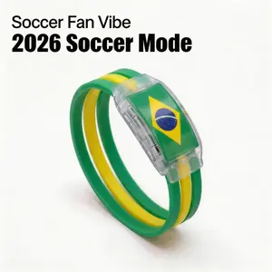 Brazil Flag LED Wristband Must-Have Fan Cheering Gear Glowing White Light Panel Green Yellow Green 3-Color Silicone Band Brazilian Pride Heritage Accessory Night Gameday Stadium Side Switch Ultimate Supporter Gift International Tournament 2026