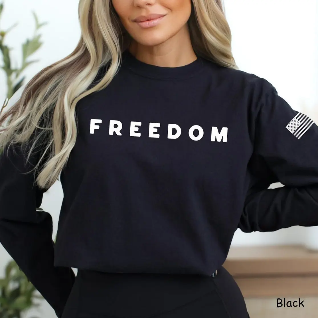 Freedom Sweatshirt, Patriotic Justice Graphic Pullover, American Pride Shirt, Casual Unisex Top