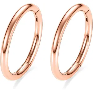 2pcs Septum Jewelry Surgical Steel Septum Ring 14g Nose Hoop Rose Gold Nose Rings 14 Gauge Nose Ring Hoop Earrings For Women Septum Clicker Lip Rings Helix Earring 9mm Rook Cartilage Earring