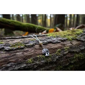 Mushroom and Ocean Jasper Necklace Handmade