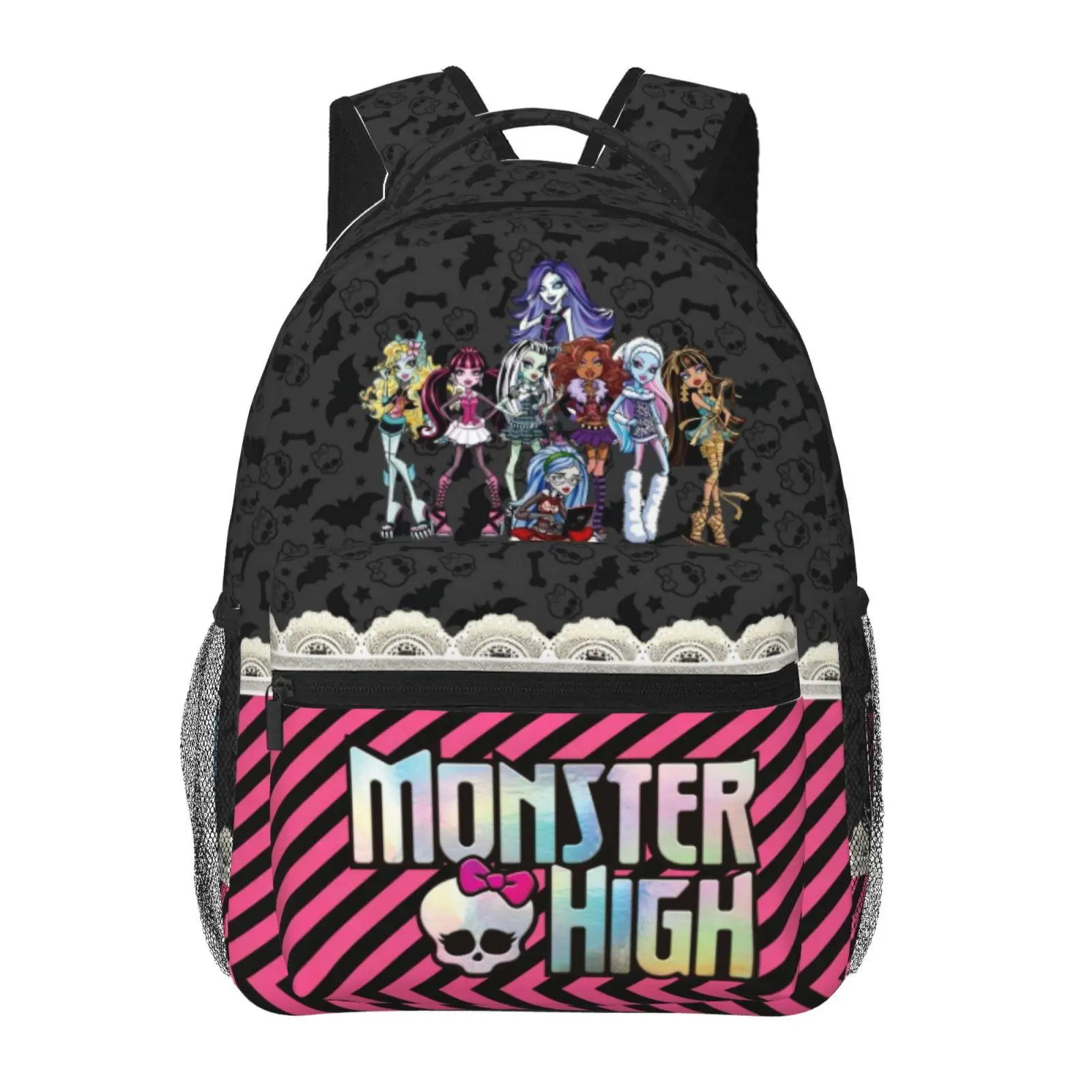 Trendy Monster High Themed Backpack for Teen Girls & Women, Monster high dolls Durable Multi-Compartment Bookbag, Perfect for Campus, Monster high doll Weekend Trips and Daily Outings
