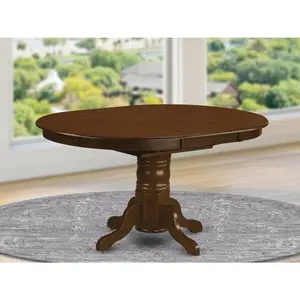 HomeStock Dining Table, African Artistry Kitchen Dining Table  an Oval Wooden Table Top with Butterfly Leaf  Pedestal Base 42x60 Inch Modern Oval Dining Table