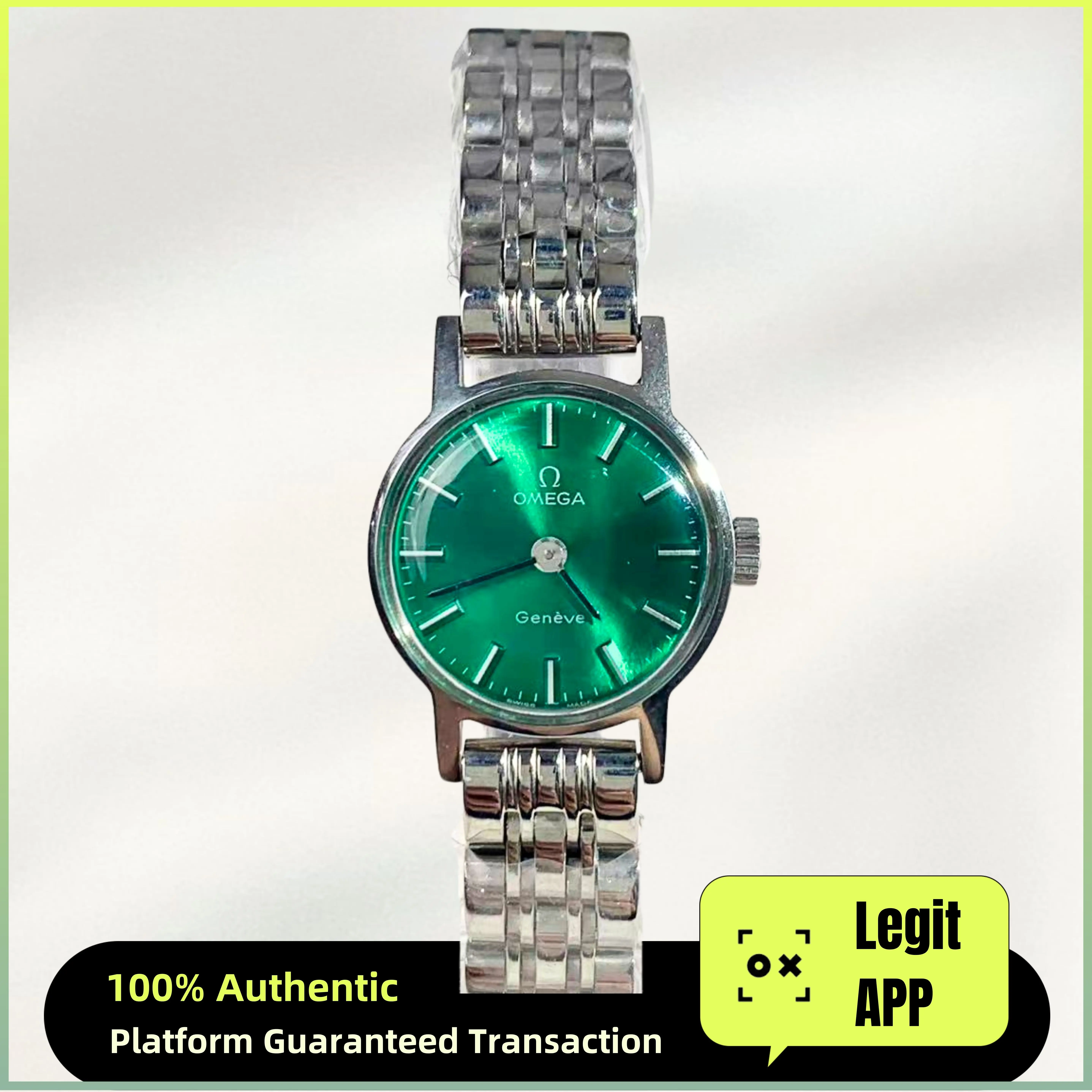 Omega Vintage Manual Wind Steel 21.5mm Custom Green Dial Ladies Watch 21024061