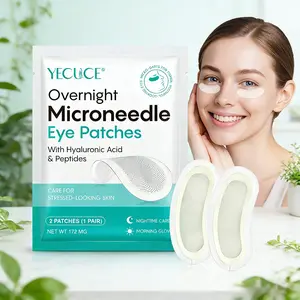 Yecuce Night Care Eye Patches with Hyaluronic Acid and Peptides, Microneedle Technology, Hydrating Eye Patches, Tightening, Peptide Support, Firming Skin Recovery, Essential Night Skincare, Nighttime Essential, Restore, Eye Treatments, 10 Pieces