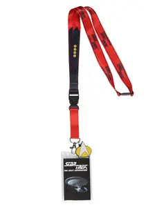 Star Trek The Next Generation ID Lanyard Badge Holder with  USS Enterprise Card and 2" Delta Symbol Rubber Pendant