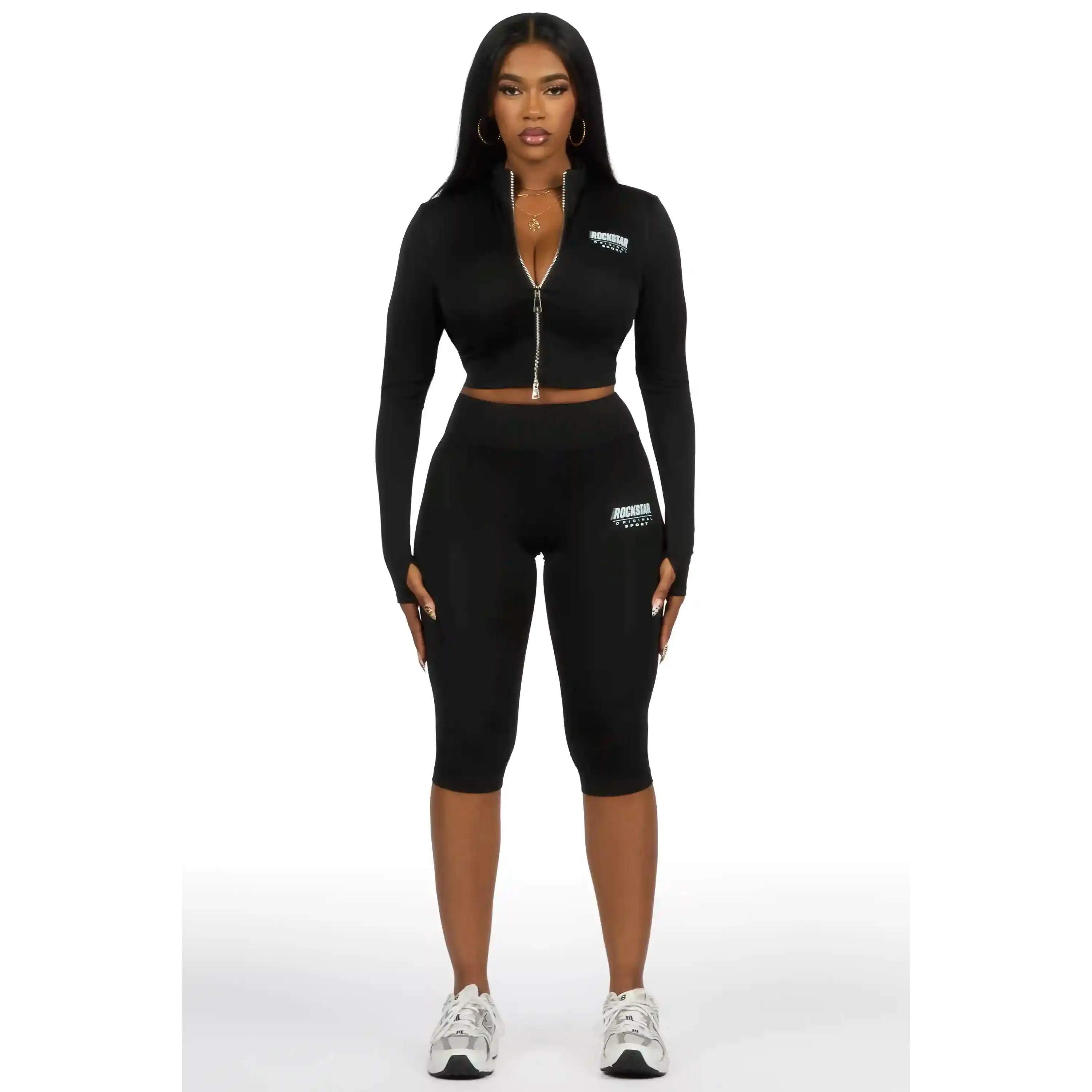 Annalisha Black Capri Active Set