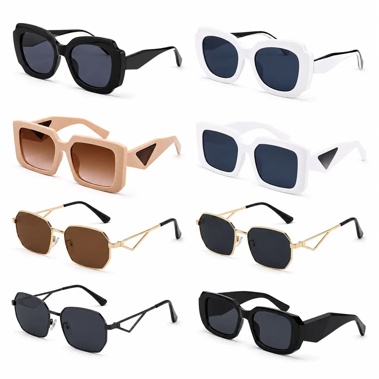 Retro Geometric Sunglasses for Men and Women Square Metal and Thick Frame Fashion Glasses