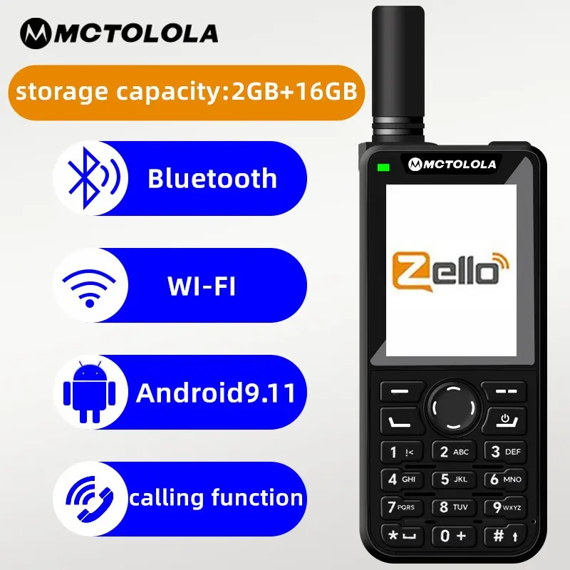 The new Zello POC 2G 3G 4G walkie talkie is equipped with a 2.4-inch display screen. The Android 9.0 walkie talkie supports mobile phone functions  Bluetooth Wi-Fi Memory 2+16GB  essential equipment for outdoor hiking  camping  and skiing covering 5000KM