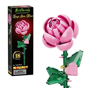 Bricktanicals Long Stem Pink Rose 102 Pieces Building Set