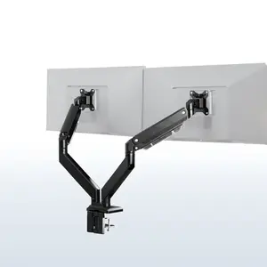 Pneumatic Arm Dual Ultrawide Monitor Desk Mount with USB Ports - Up to 38" Screens