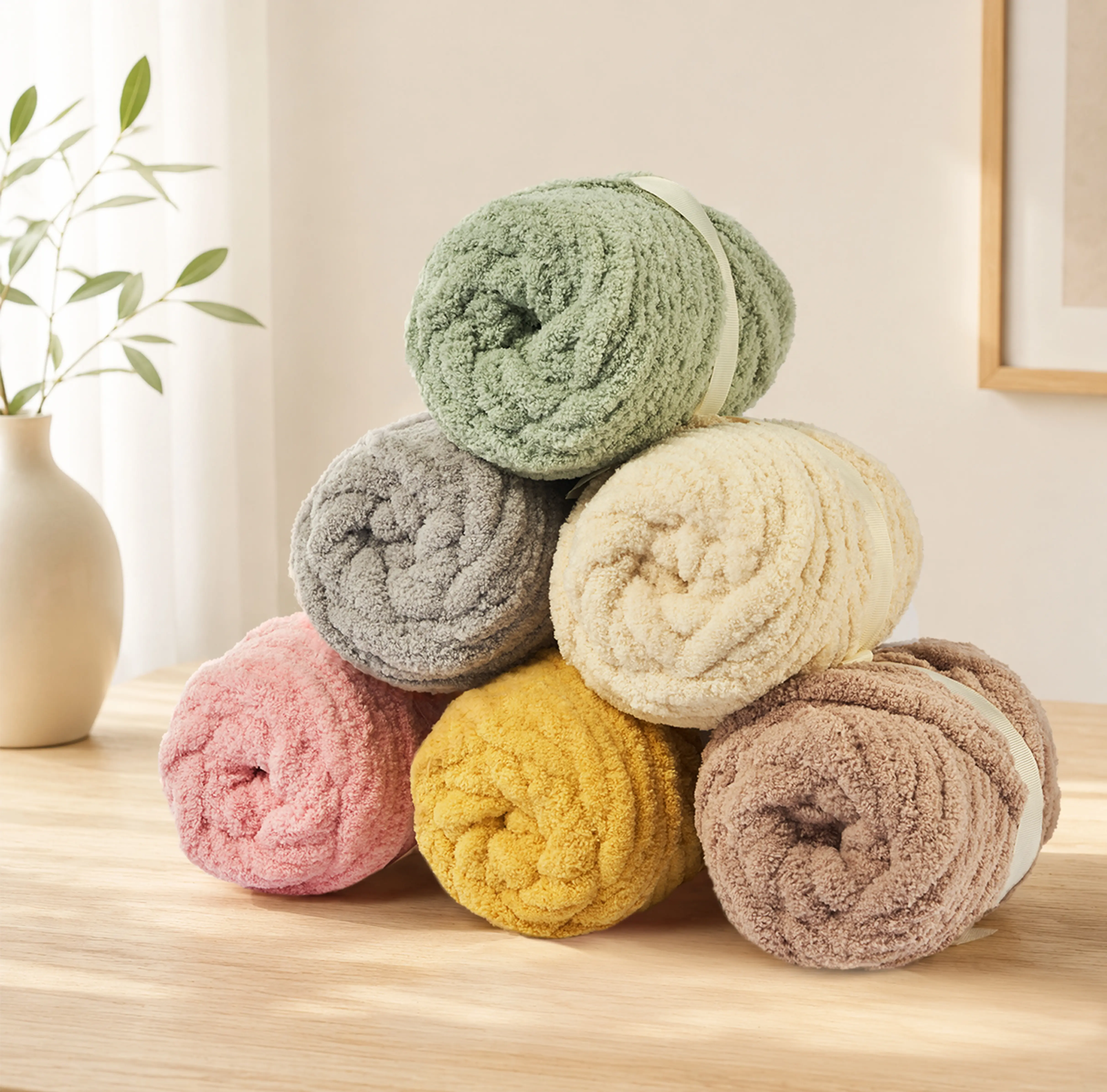 【MAETOOW】Chunky Yarn for Hand Knitting – Jumbo Thick Chenille Yarn for Crocheting, Ultra-Soft Fluffy Blanket Yarn, DIY Pillows, Pet Beds，Bags & More，Beginner Friendly