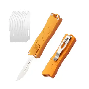 Orange Portable Utility Knife - Retractable with Clip, Sharp Surgical Carbon Steel#   24 Blade EDC Tool sharp surgical carbon steel