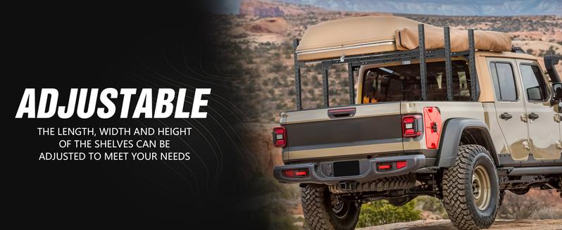 EYOUHZ Adjustable Truck Ladder Racks Compatible with Tacoma/Silverado/Ford F-Series/Ram/Tundra/JT/Sierra/Titan/Frontier/Colorado/Canyon/Ranger/Maverick Universal 1000lbs Capacity Bed Rack Cargo Rack