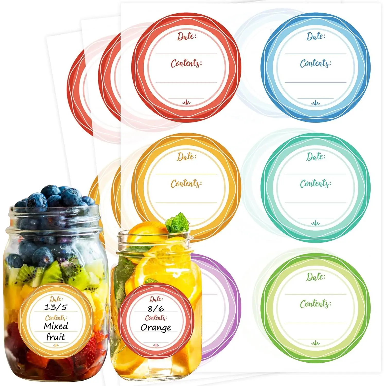 Mason Jar Lid Labels, Removable Canning Label,  Write-On Meal Prep Label for  Container, Glass Bottle, Canned Jams, Preserve,  & Kitchen Organization, 90 count (Forest Streams)