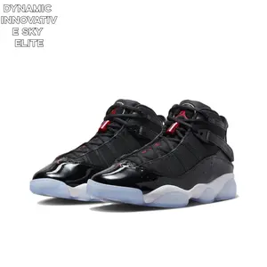 Black and Red High-Top Basketball Shoes with Patent Leather and Icy Blue Crystal Outsole