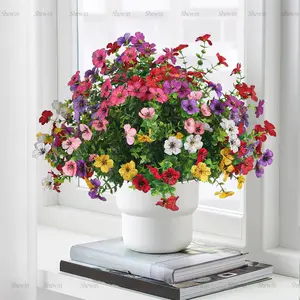 6-Color Artificial Violet Eucalyptus Flower Bouquet, 12/24pcs Set, UV Resistant Colorful Fake Flower, Decorative Bouquet for Home Garden Party Wedding Decor