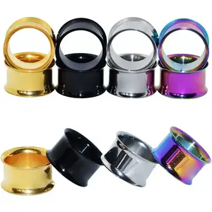 18pcs or 8pcs 8g-5/8 in Organic Stone & Stainless Steel Mixed Ear Tunnels Stretching Plugs Piercing