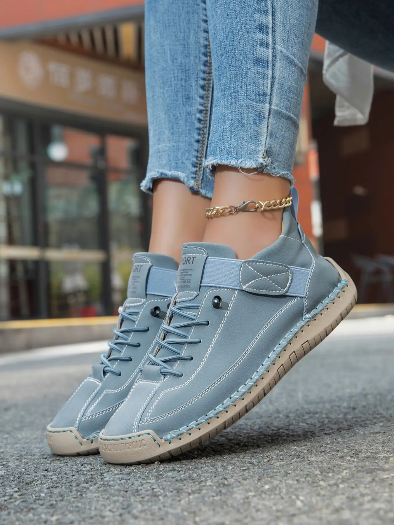 Women's Handmade Flat Shoes, Casual Fashion Sneakers, Low Ankle Trainers for All Seasons, Casual Breathable Footwear, Breathable Microfiber Leather, Soft Rubber Sole, Comfortable Large Size