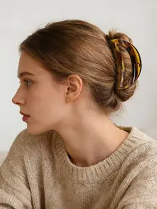 2-Pack Amber Tortoiseshell Hair Clips, Large Shark Clamps, Vintage Style Hair Styling Tool, Perfect for Elegant Hairstyles