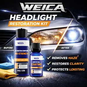 WEICA Headlight Restoration Kit, Car Headlight Restorer Kit, Headlight Refurbishing Agent, Automotive Headlamp Restoration Kit, Headlight Refurbishment Kit for All Vehicle Types