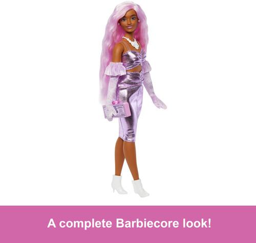 Mattel - Barbie Deluxe Style with Pink Hair and Metallic Pink Dress with Accessories  [Collectible Figurine/Statue/Bust] Paper Doll