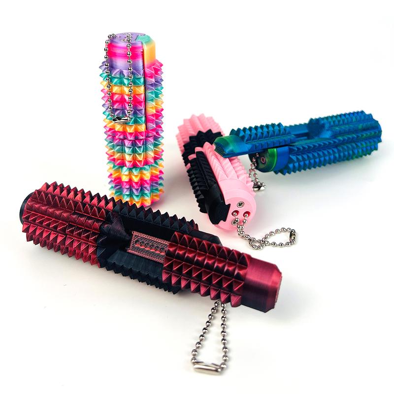 Little Ouchies  Grippie 5-in-1 Design for Stress Relief, Button Clicks, Spinners, Portable Stim Tool,Spiky Grippie Stim, 3D Printed Toys Pain Stim Fidget, Pocket Mini Fidget Toy for Adults Novelty Gifts,Grippie stim keychain