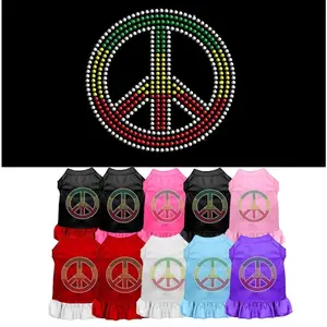 Pet Dog & Cat Dress Rhinestone, "Rasta Peace"