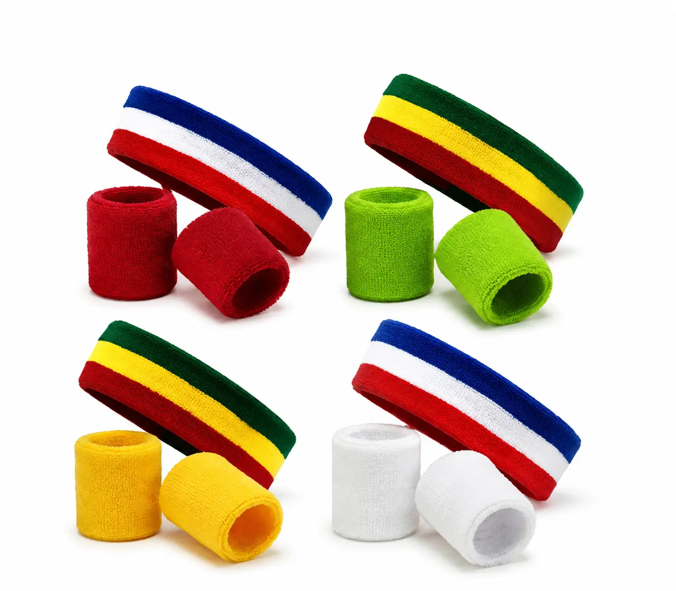 3‑Pack Unisex Sweat Bands Set, Adjustable Cotton Wristbands & All‑Season Microfiber Headband, Breathable Quick Dry for Gym Basketball Football Travel Party Sports Accessories
