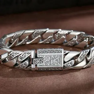 Vintage Bracelet, Punk Style Stainless Steel Bracelet for Men, Fashion Jewelry for Party, Daily Decor, Trendy All- match & Exquisite Jewelry for Birthday Gift,Casual Trendy Jewelry