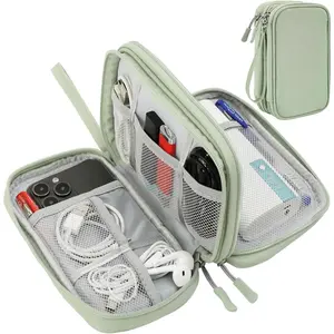 Cord Organizer Travrel Bag, Electronic Organizer Travel Case, Water Resistant Cable Organizer Pouch for Cable, Cord, USB, Charger, Phone, Power Bank, Earphone (Mint Green, Medium)