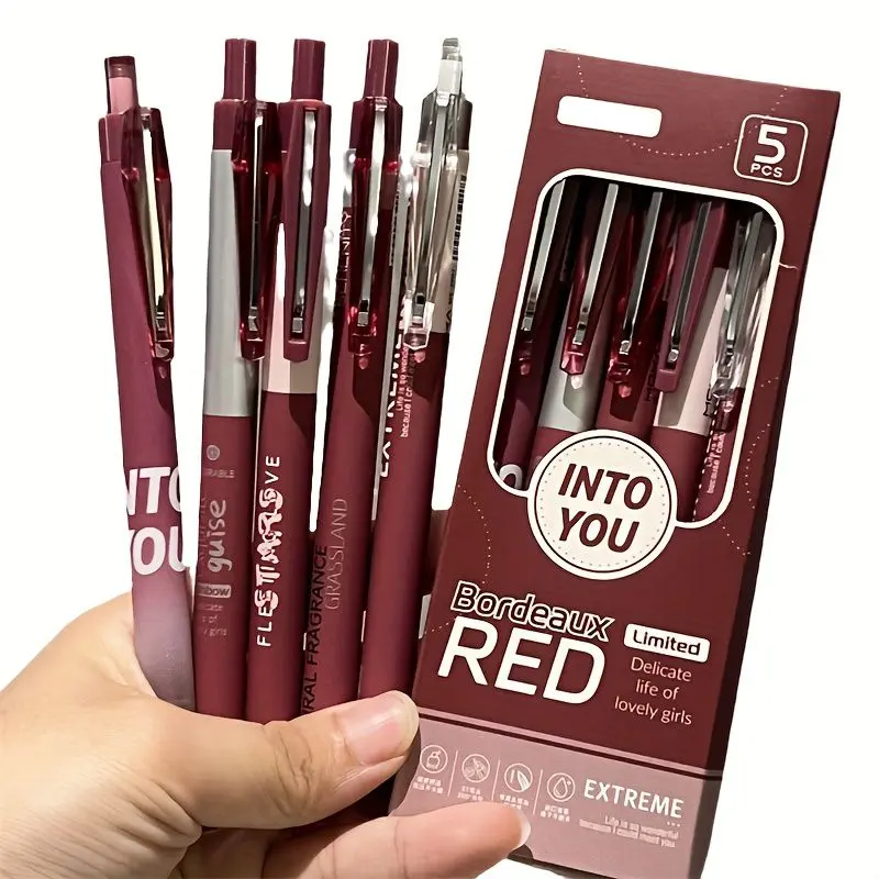 5Pcs push pen ins style high value st brush pen silent retro color press neutral pen quick drying pen Quick Dry Pens Press Gel Pen