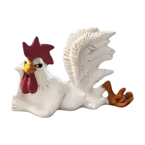 Rooster Statue, 1 Count White Rooster Table Art Sculpture, Funny Resin Figurine Decoration, Home Decor, Rustic Country Kitchen Decor, Farm Animal Table Ornament, Resin Figure