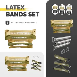 Tribe Lifting Long Resistance Bands – 5 Strength Levels, Durable Loop Bands for Pull-Ups, Strength Training & Rehab – Carry Bag Included