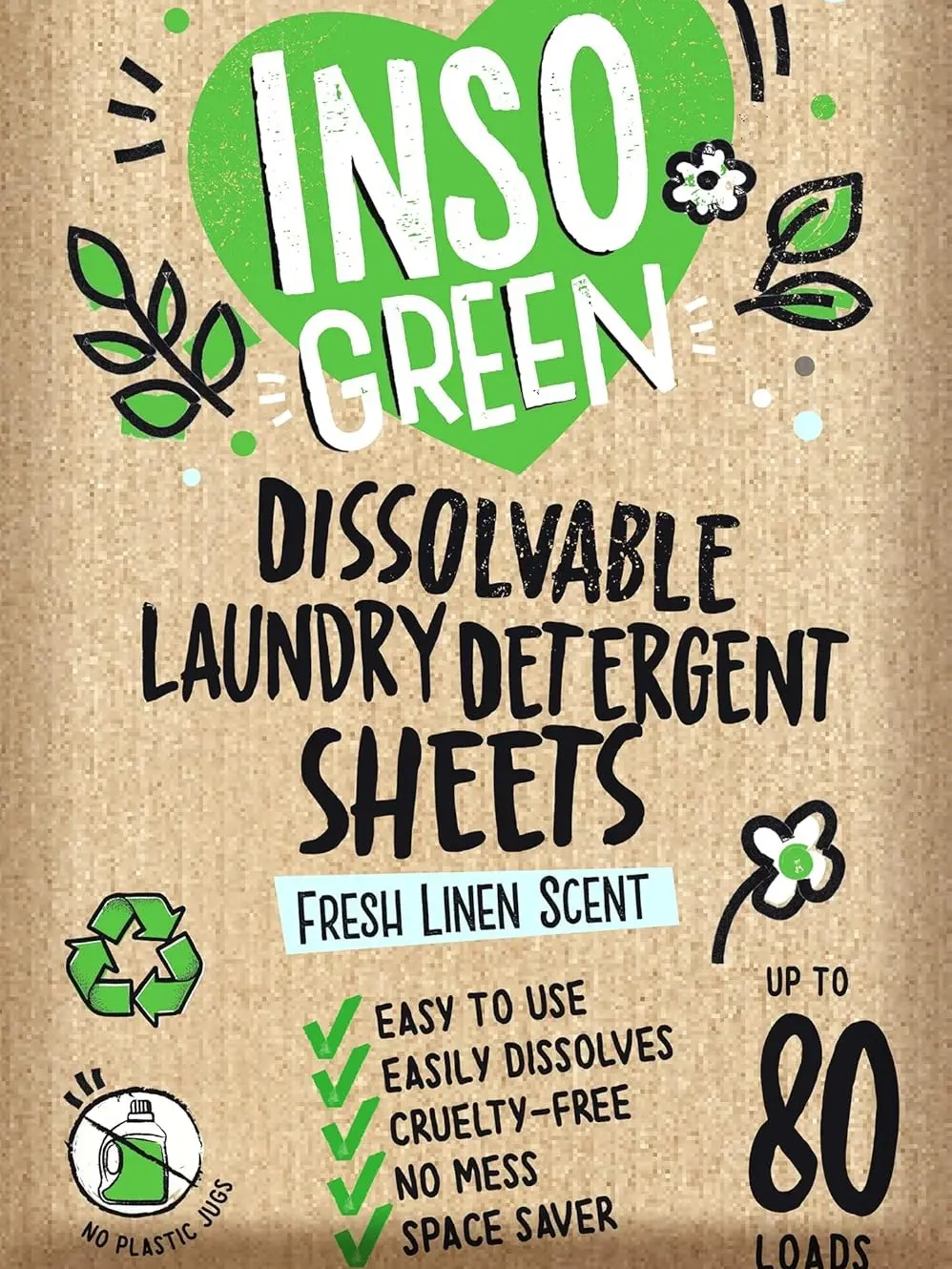 80 Loads Eco Laundry Detergent Sheets Efficient Cleaning