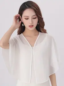 Women's Lightweight Open Front Shawl, Breathable and Sun Protection, Perfect for Spring Summer, Light and Airy Chiffon Shawl, Unique Transparent Design, Minimalist Lady
