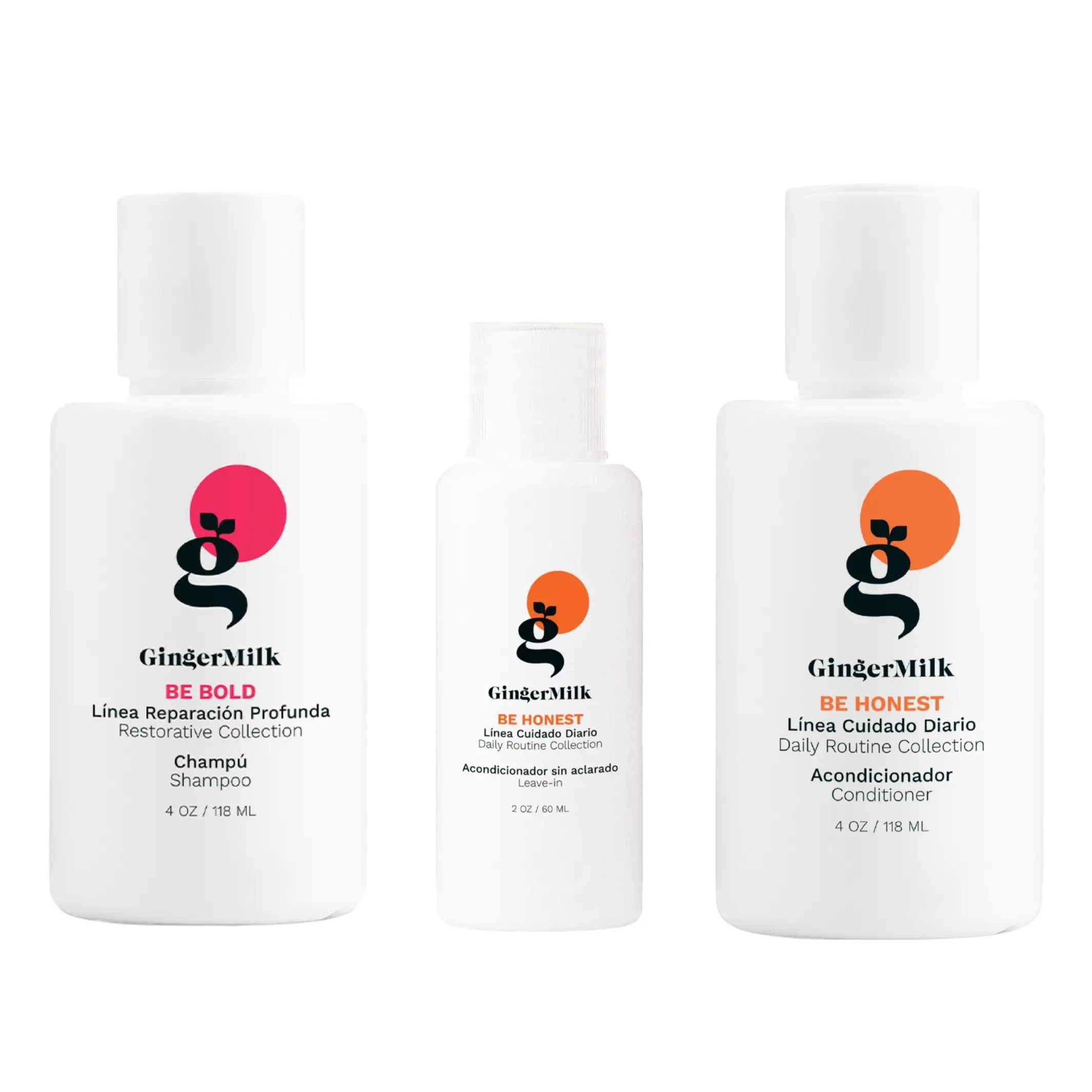 [REGALO +$60] [TRAVEL SET] Essential Hair Care Kit – Be Bold Shampoo + Be Honest Conditioner + Be honest Leave-in · Travel Size