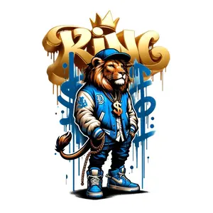 Detroit Gangster Lion Urban Design Graffiti Animal T-Shirt 300 DPI DTF Transfer with Solid Detroit for Fans