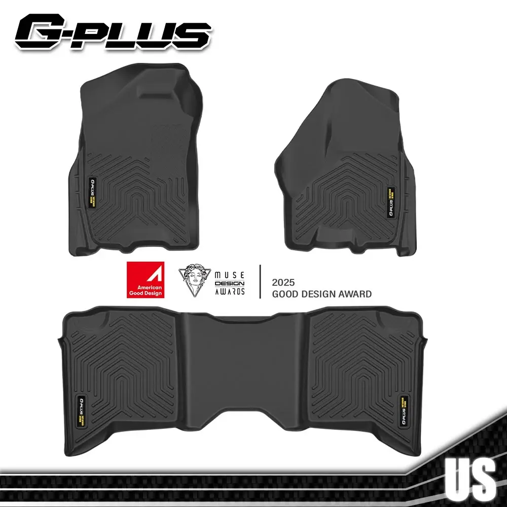 Fit For 2002-2024 Dodge Ram Truck Crew Cab Quad Cab TPE Rubber Liners,3PCS Car Floor Mats for Dodge Ram 1500 2500 3500,All Weather Protection 1st & 2nd Row Floor Liners Car Cargo Liners Black G-PLUS