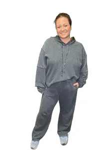 Easel Washed Terry Ribbed Knit Pants