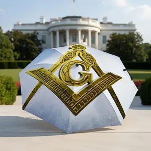 Retro Freemason Symbol Umbrella, portable and foldable design, 8 ribs, a casual accessory for Halloween, Christmas, and birthday gifts. Y251126104
