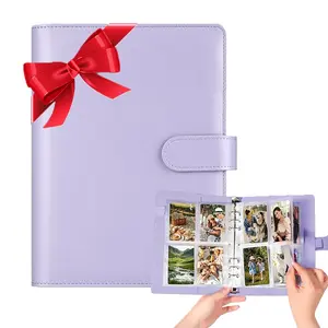 A5 Kpop photo card binder, PU leather 6-ring photo album, with magnetic buckle, including 30 packs of 4 pocket pages, can hold 240 cards, card holder for trading and collecting cards