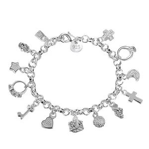 Silver Thirteen Hanging Pieces Bracelet for Women Gift Bracelets & Bangles Jewelry